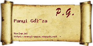 Panyi Géza névjegykártya